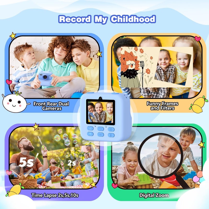 masterbee Kids Camera Instant Print Photo, Birthday Gifts for Girls and Boys, Kids Digital Camera Toys, 1080P HD Video, 3 4 5 6 7 8 9 10 11 12 Year Old Boy Gifts/Girl Gifts - Image 3